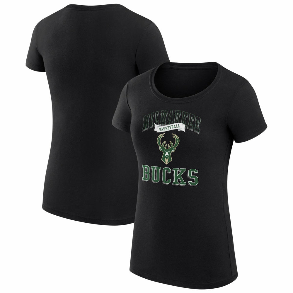 Milwaukee Bucks G-III 4Her by Carl Banks Women's Super-Slim Fit Lightweight Team Logo T-Shirt - Black cheap