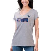 Houston Texans G-III 4Her by Carl Banks Women's Super-Slim Fit Lightweight H-Town V-Neck T-Shirt - Heather Gray cheap