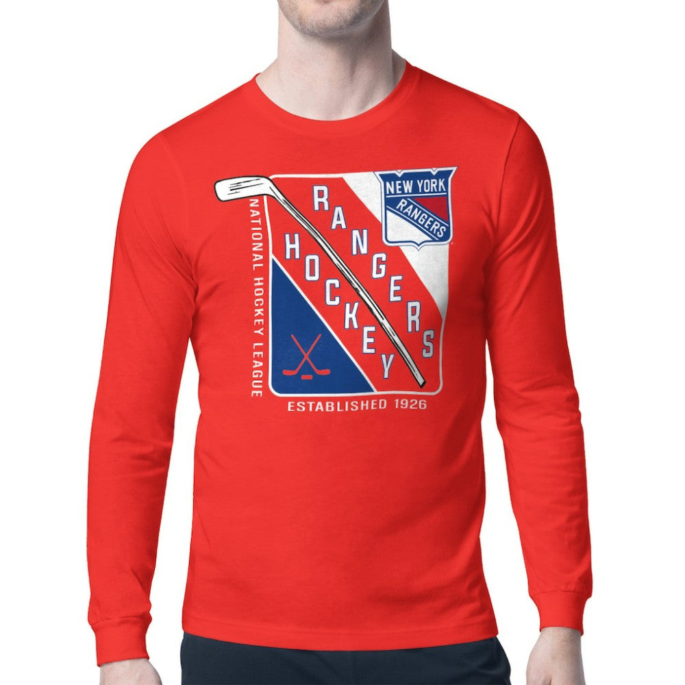 New York Rangers Starter Shield Long Sleeve Graphic T-Shirt Red