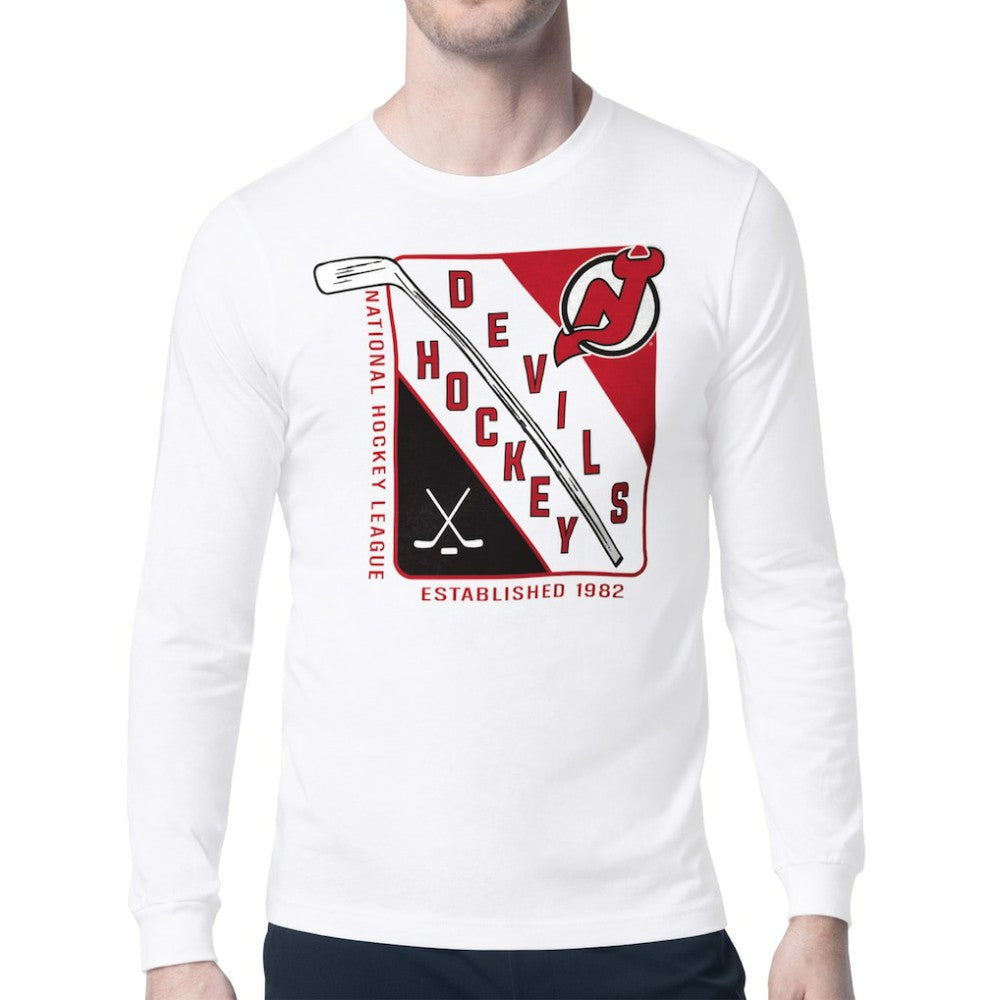 New Jersey Devils Starter Shield Long Sleeve Graphic T-Shirt White