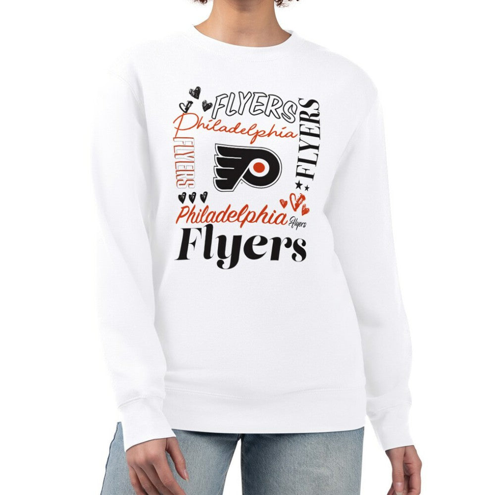 Philadelphia Flyers G-III 4Her by Carl Banks Women's Collage Graphic Fleece Long Sleeve Pullover Sweatshirt White