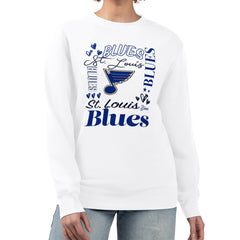 St. Louis Blues G-III 4Her by Carl Banks Women's Collage Graphic Fleece Long Sleeve Pullover Sweatshirt White