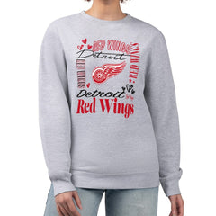 Detroit Red Wings G-III 4Her by Carl Banks Women's Collage Graphic Fleece Long Sleeve Pullover Sweatshirt Heather Gray