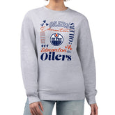 Edmonton Oilers G-III 4Her by Carl Banks Women's Collage Graphic Fleece Long Sleeve Pullover Sweatshirt Heather Gray