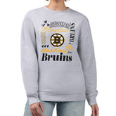 Boston Bruins G-III 4Her by Carl Banks Women's Collage Graphic Fleece Long Sleeve Pullover Sweatshirt Heather Gray