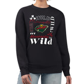 Minnesota Wild G-III 4Her by Carl Banks Women's Collage Graphic Fleece Long Sleeve Pullover Sweatshirt Black