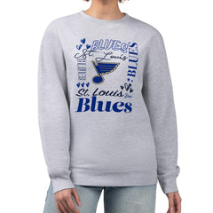 St. Louis Blues G-III 4Her by Carl Banks Women's Collage Graphic Fleece Long Sleeve Pullover Sweatshirt Heather Gray