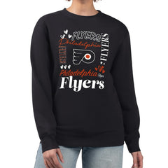 Philadelphia Flyers G-III 4Her by Carl Banks Women's Collage Graphic Fleece Long Sleeve Pullover Sweatshirt Black