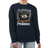 Nashville Predators G-III 4Her by Carl Banks Women's Collage Graphic Fleece Long Sleeve Pullover Sweatshirt Navy