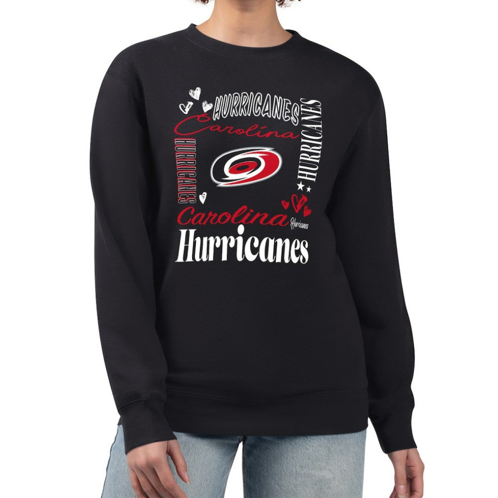Carolina Hurricanes G-III 4Her by Carl Banks Women's Collage Graphic Fleece Long Sleeve Pullover Sweatshirt Black