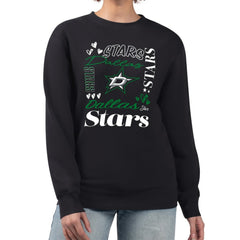 Dallas Stars G-III 4Her by Carl Banks Women's Collage Graphic Fleece Long Sleeve Pullover Sweatshirt Black