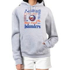 New York Islanders G-III 4Her by Carl Banks Women's Collage Team Graphic Fleece Pullover Hoodie Heather Gray