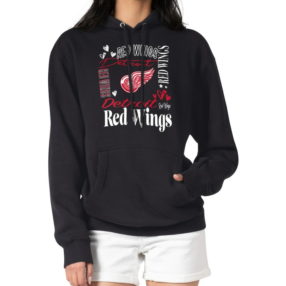 Detroit Red Wings G-III 4Her by Carl Banks Women's Collage Team Graphic Tri-Blend Fleece Pullover Hoodie Black