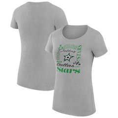 Dallas Stars G-III 4Her by Carl Banks Women's Super-Slim Fit Lightweight Collage Team Graphic T-Shirt Heather Gray