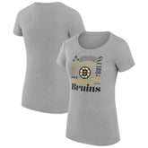 Boston Bruins G-III 4Her by Carl Banks Women's Super-Slim Fit Lightweight Collage Team Graphic T-Shirt Heather Gray