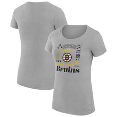 Boston Bruins G-III 4Her by Carl Banks Women's Super-Slim Fit Lightweight Collage Team Graphic T-Shirt Heather Gray