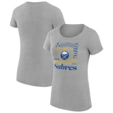 Buffalo Sabres G-III 4Her by Carl Banks Women's Super-Slim Fit Lightweight Collage Team Graphic T-Shirt Heather Gray