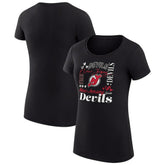 New Jersey Devils G-III 4Her by Carl Banks Women's Super-Slim Fit Lightweight Collage Team Graphic T-Shirt Black