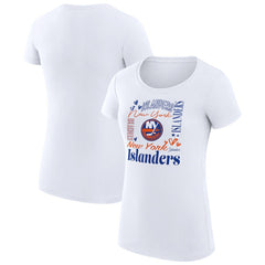 New York Islanders G-III 4Her by Carl Banks Women's Super-Slim Fit Lightweight Collage Team Graphic T-Shirt White