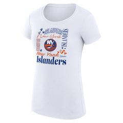 New York Islanders G-III 4Her by Carl Banks Women's Super-Slim Fit Lightweight Collage Team Graphic T-Shirt White