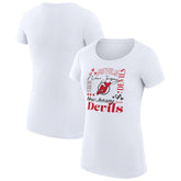 New Jersey Devils G-III 4Her by Carl Banks Women's Super-Slim Fit Lightweight Collage Team Graphic T-Shirt White
