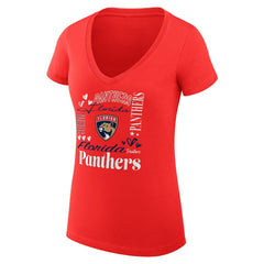 Florida Panthers G-III 4Her by Carl Banks Women's Super-Slim Fit Lightweight Collage Team Graphic T-Shirt Red