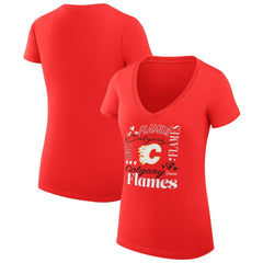 Calgary Flames G-III 4Her by Carl Banks Women's Super-Slim Fit Lightweight Collage Team Graphic T-Shirt Red