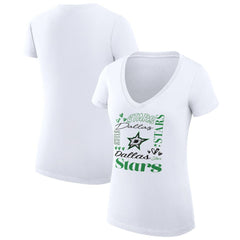 Dallas Stars G-III 4Her by Carl Banks Women's Super-Slim Fit Lightweight Collage Team Graphic T-Shirt White