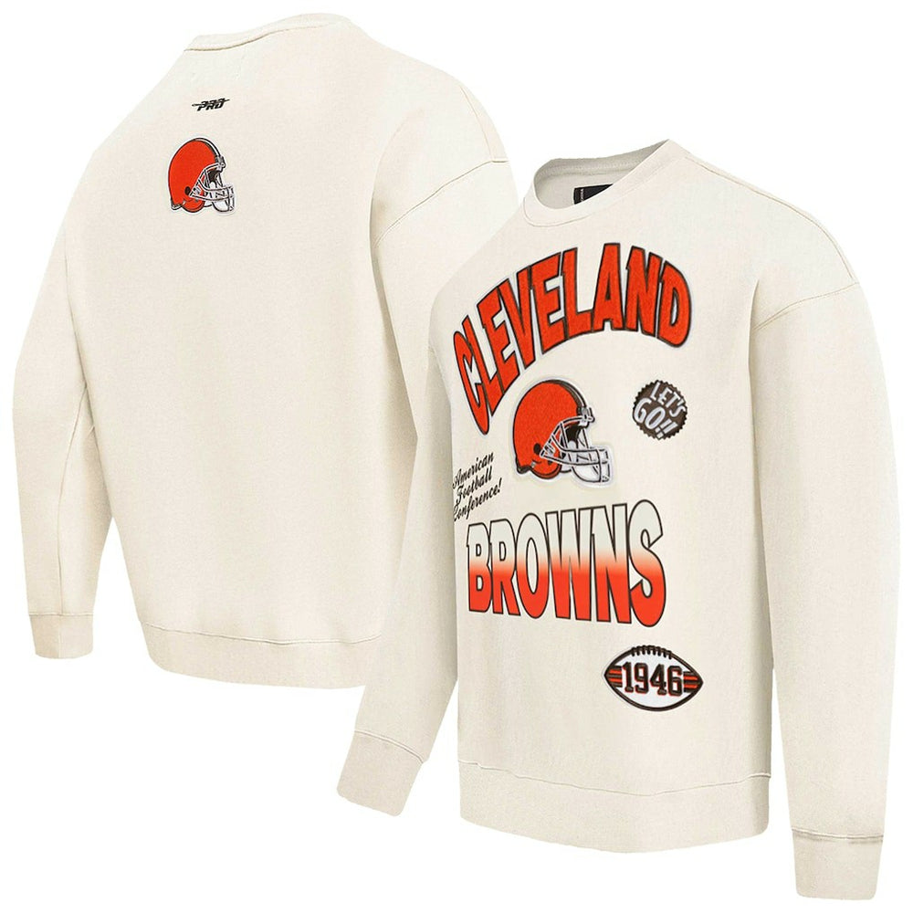 Cleveland Browns Pro Standard Turn It Up Pullover Sweatshirt - Cream cheap
