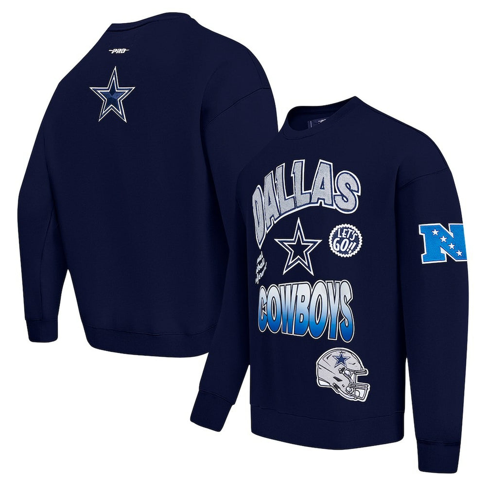Dallas Cowboys Pro Standard Turn It Up Drop Shoulder Pullover Sweatshirt - Navy outlet