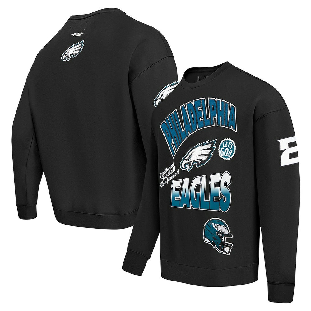 Philadelphia Eagles Pro Standard Turn It Up Drop Shoulder Pullover Sweatshirt - Black for sale