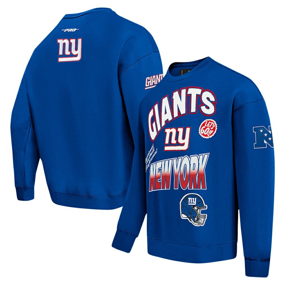 New York Giants Pro Standard Turn It Up Drop Shoulder Pullover Sweatshirt - Royal for sale