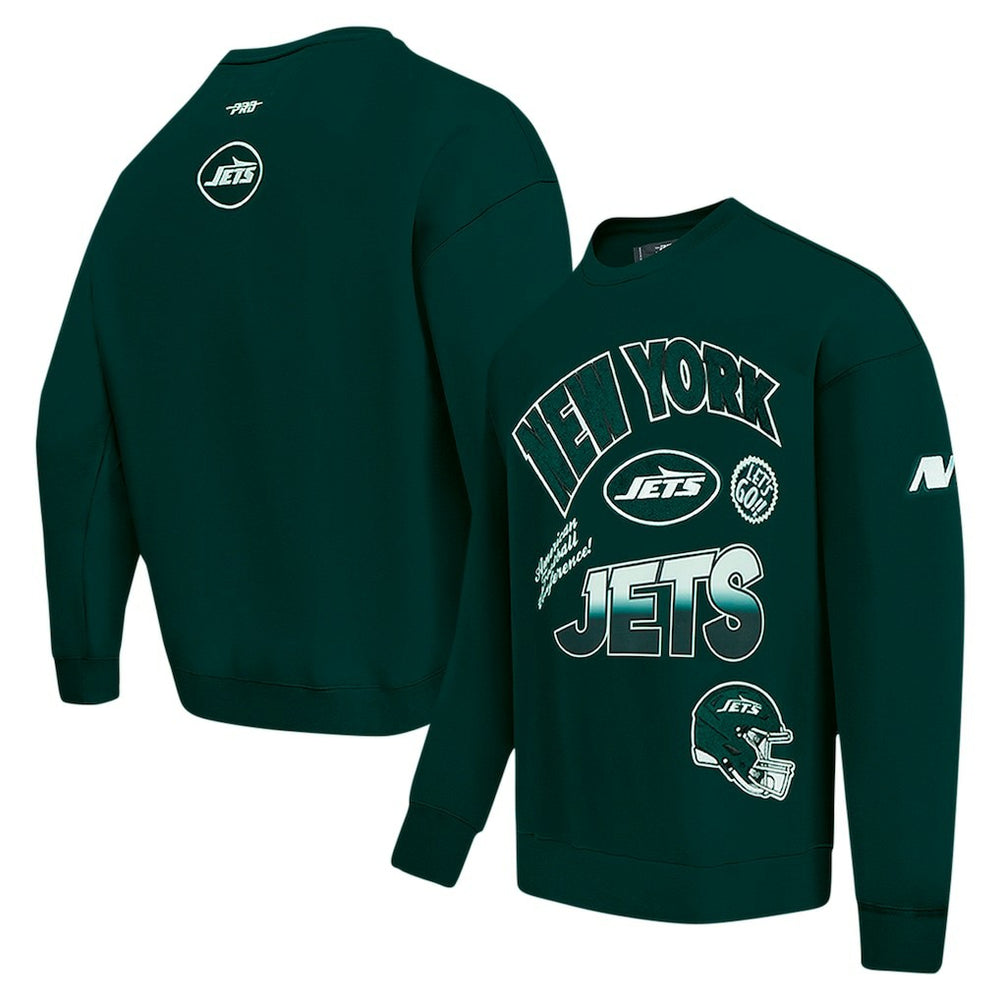 New York Jets Pro Standard Turn It Up Drop Shoulder Pullover Sweatshirt - Green sale