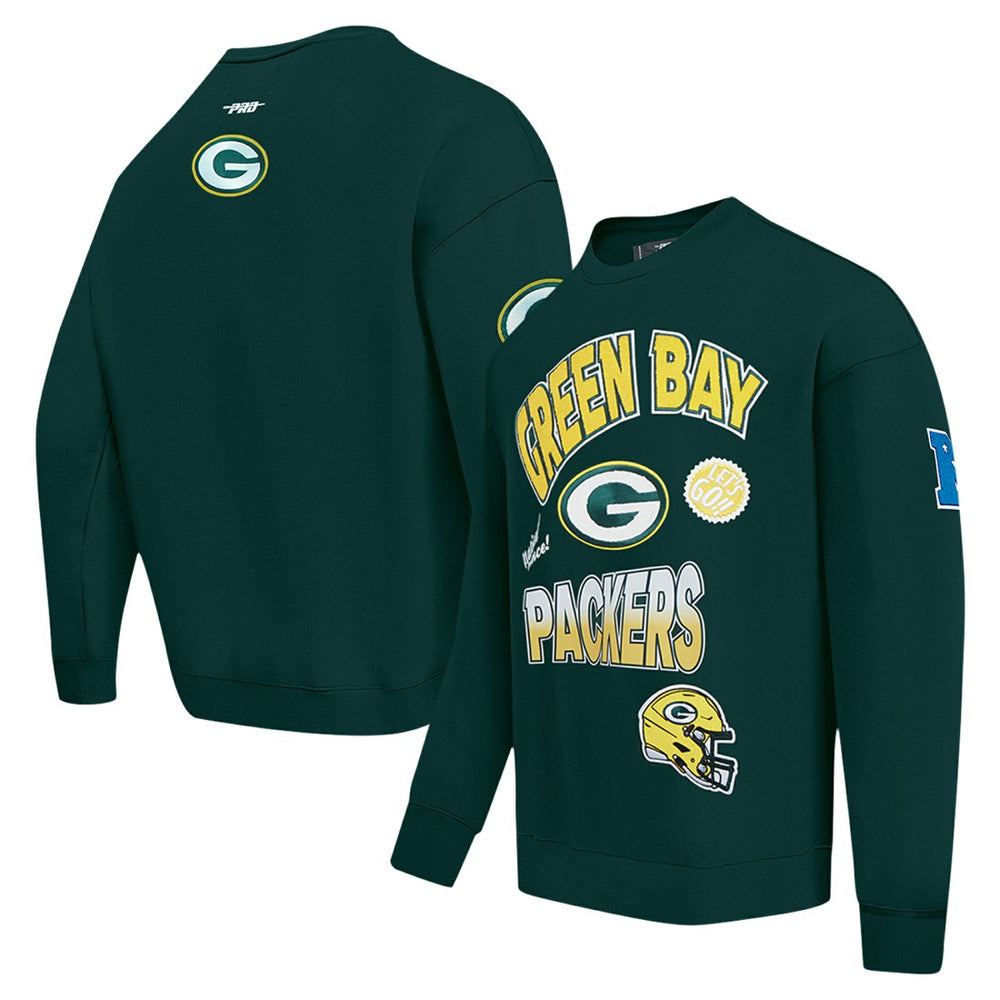 Green Bay Packers Pro Standard Turn It Up Drop Shoulder Pullover Sweatshirt - Green discount