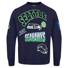 Seattle Seahawks Pro Standard Turn It Up Drop Shoulder Pullover Sweatshirt - College Navy online
