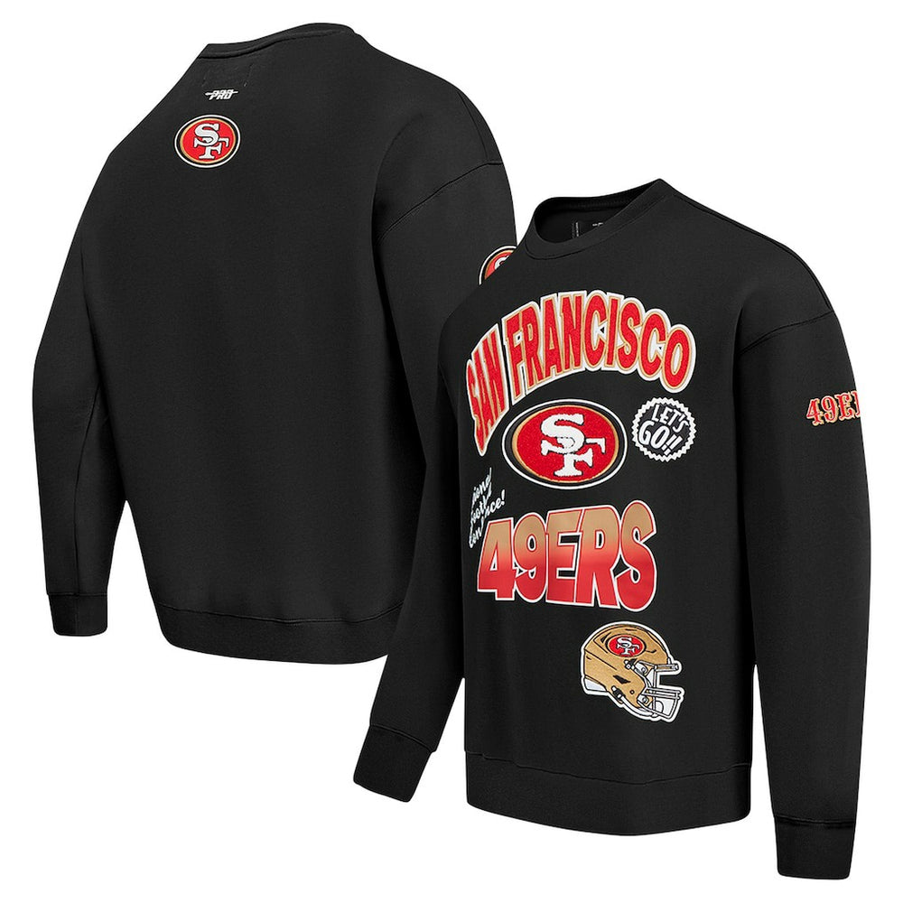 San Francisco 49ers Pro Standard Turn It Up Drop Shoulder Pullover Sweatshirt - Black cheap