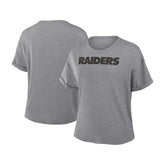 Las Vegas Raiders Women's Swing Pass Tri-Blend Boxy T-Shirt - Heather Gray discount