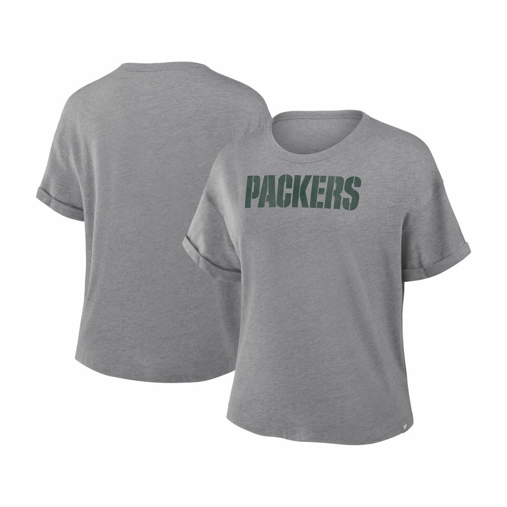 Green Bay Packers Women's Swing Pass Tri-Blend Boxy T-Shirt - Heather Gray sale