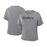 Pittsburgh Steelers Women's Swing Pass Tri-Blend Boxy T-Shirt - Heather Gray for sale