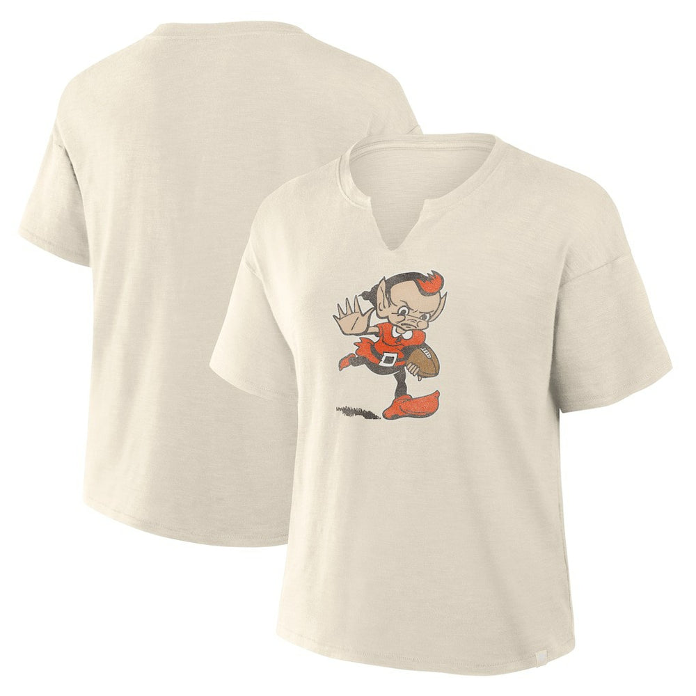 Cleveland Browns Women's Trick Play Slub Boxy T-Shirt - Cream discount