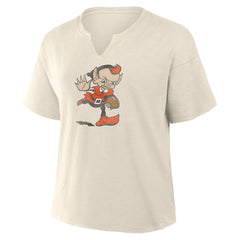 Cleveland Browns Women's Trick Play Slub Boxy T-Shirt - Cream discount