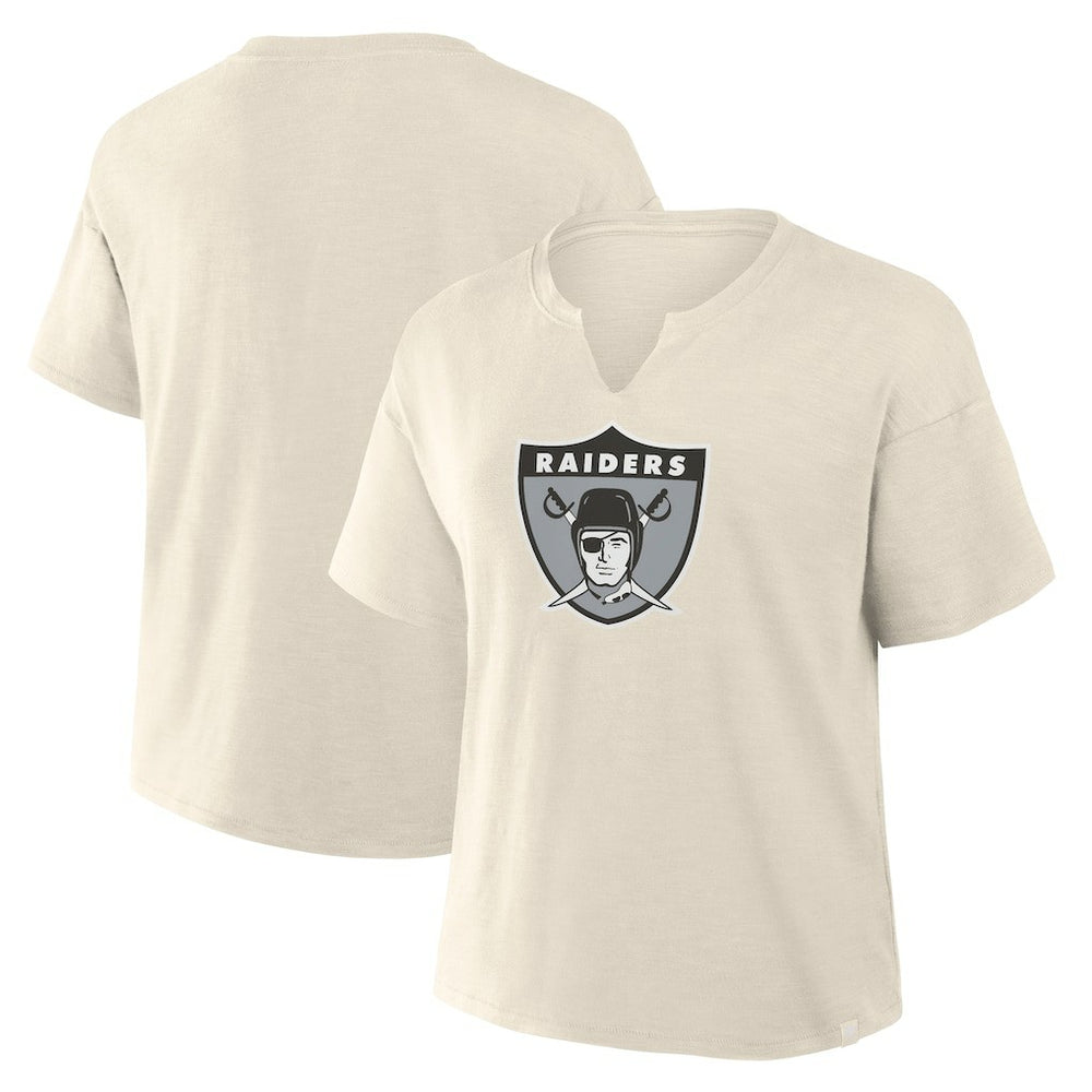 Las Vegas Raiders Women's Trick Play Slub Boxy T-Shirt - Cream on sale