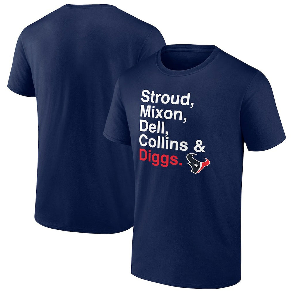 Houston Texans Stroud, Mixon, Dell, Collins & Diggs T-Shirt - Navy outlet