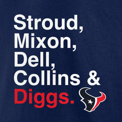 Houston Texans Stroud, Mixon, Dell, Collins & Diggs T-Shirt - Navy outlet