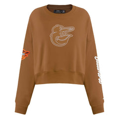 Baltimore Orioles Pro Standard Women's Paint The City Pullover Cropped Sweatshirt - Brown