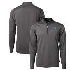 Carolina Panthers Cutter & Buck Virtue Eco Pique Micro Stripe Recycled Quarter-Zip Jacket - Black outlet