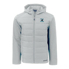 Carolina Panthers Cutter & Buck Evoke Hybrid Eco Softshell Recycled Full-Zip Hoodie Jacket - Light Gray sale