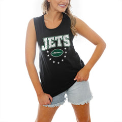 New York Jets Gameday Couture Women's Baby You're A Star Racerback Scoop Neck Tapered Tank Top - Black online