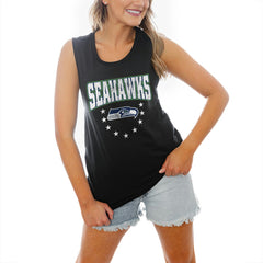 Seattle Seahawks Gameday Couture Women's Baby You're A Star Racerback Scoop Neck Tapered Tank Top - Black sale