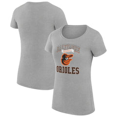 Baltimore Orioles G-III 4Her by Carl Banks Women's Super-Slim Fit Lightweight Team Logo Graphic T-Shirt - Heather Gray